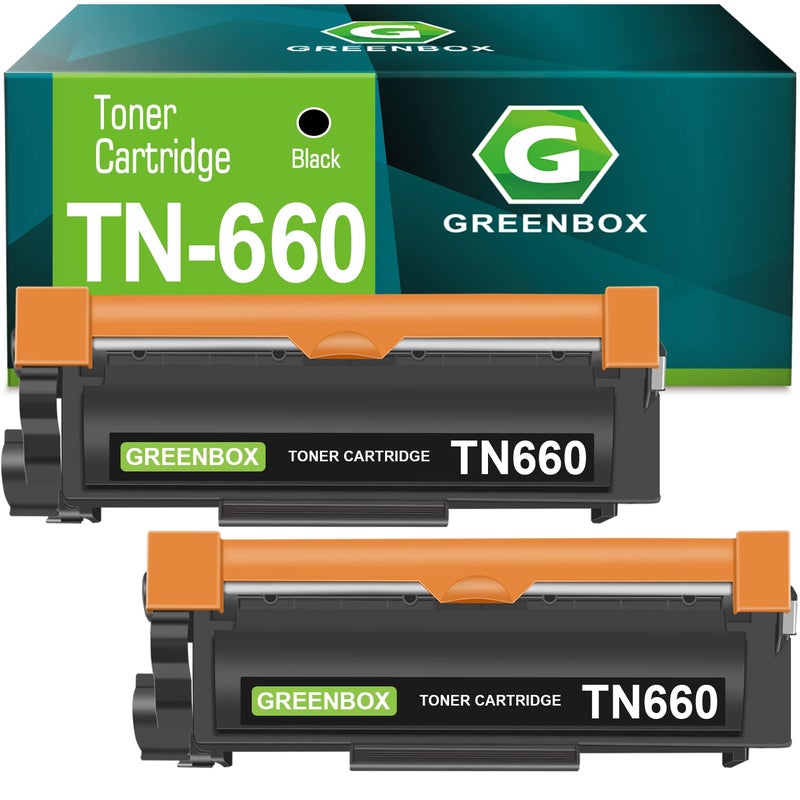 GREENBOX TN660 Black Toner Cartridges High Yield Replacement for Brother TN660 TN-660 TN630 Toner for HL-L2300D DCP-L2520DW DCP-L2540DW HL-L2360DW HL-L2320D HL-L2380DW MFC-L2707DW Printer, 2 Pack - Image 1